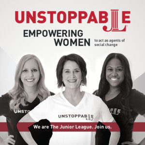 Three smiling women under the Headings :Unstoppable and empowering women.